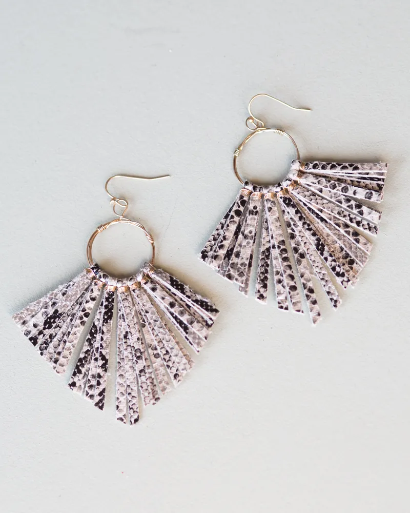 Snake Fringe Tassel Earrings- Beige