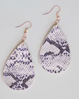 Leather Snake Print Earrings