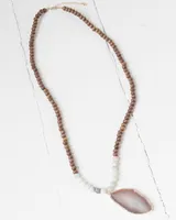 Beaded Stone Pendant Necklace