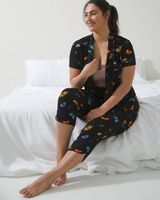 Soma Cool Nights Crop Pajama Pants, BREEZY BUTTERFLY BLACK