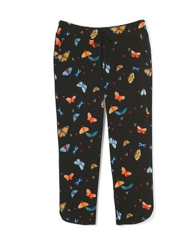 Soma Crop Pajama Pants With Fringe Caravan Dot Black