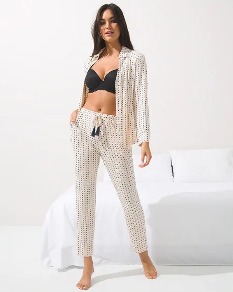 Soma Cool Nights Long Sleeve Pajama Top, CHIC SQUARE DOTS PNK TINT