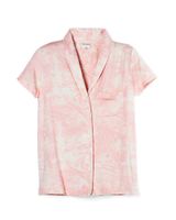 Soma Cool Nights Short Sleeve Notch Collar Pajama Top, MARBLE DREAMS PINK BLUSH, Size XS