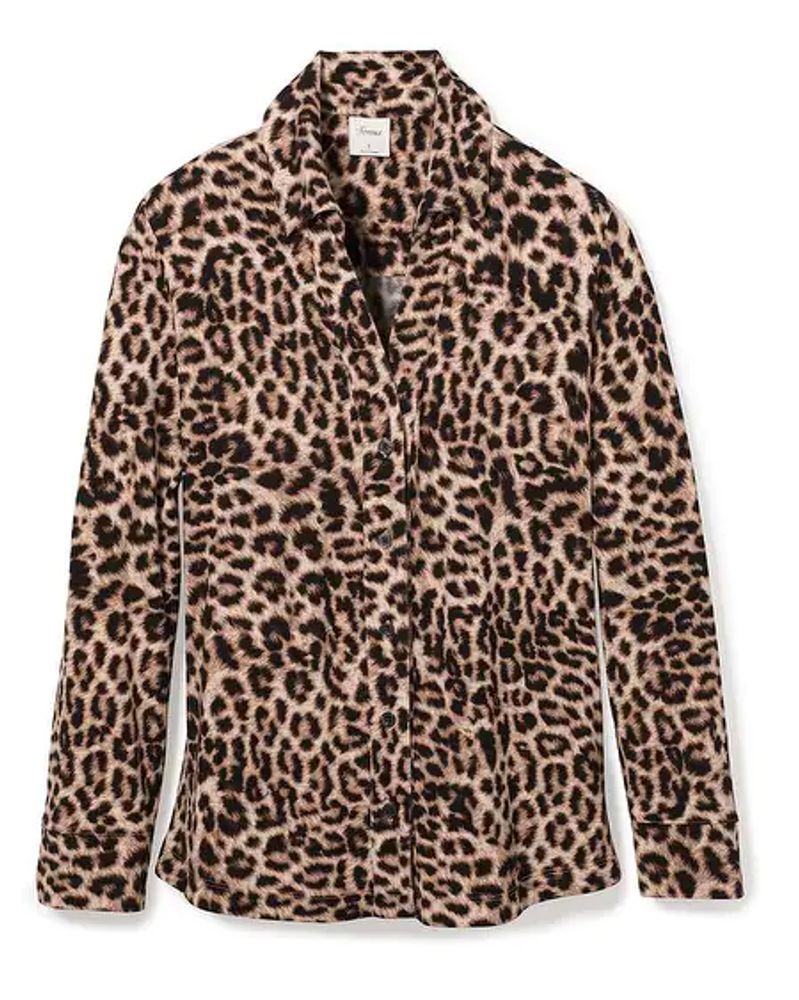 Soma Cool Nights Long Sleeve Pajama Top, Divine Leopard Nude
