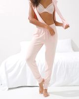 Soma Brushed Cozy Pajama Joggers, PEACH GLOW AND IVORY CD, Size XS