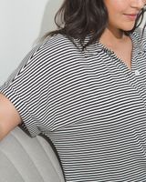 Soma Cool Nights Dolman Sleeve Pajama Top, Ribbon Stripe Ivory Black