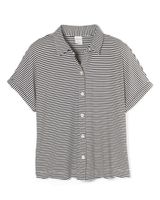 Soma Cool Nights Dolman Sleeve Pajama Top, Ribbon Stripe Ivory Black, Size L