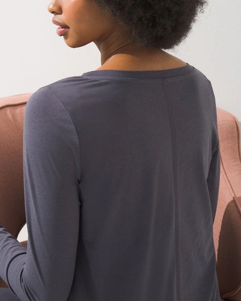 Soma Soma® Restore Aloe Knit Long Sleeve Top, Gray Ink