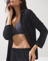 Soma Modal Long Sleeve Notch-Collar Pajama Set, Black, Size L