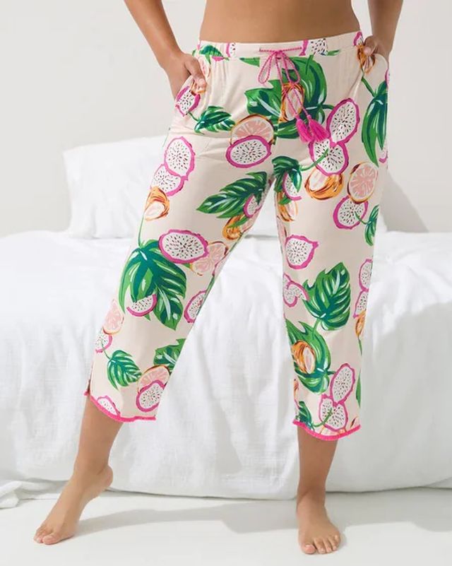 Soma Cool Nights Crop Pajama Pants with Fringe, DRAGON FRUIT BASH SAND