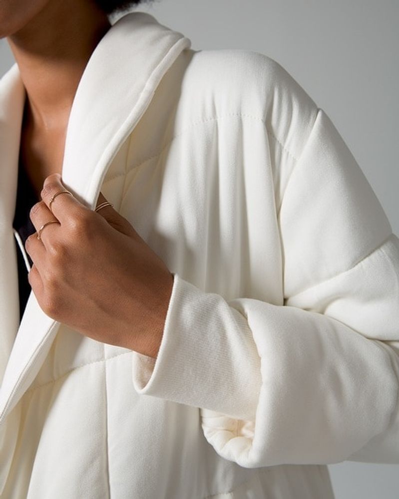Soma Long Puffer Robe, White/Ivory