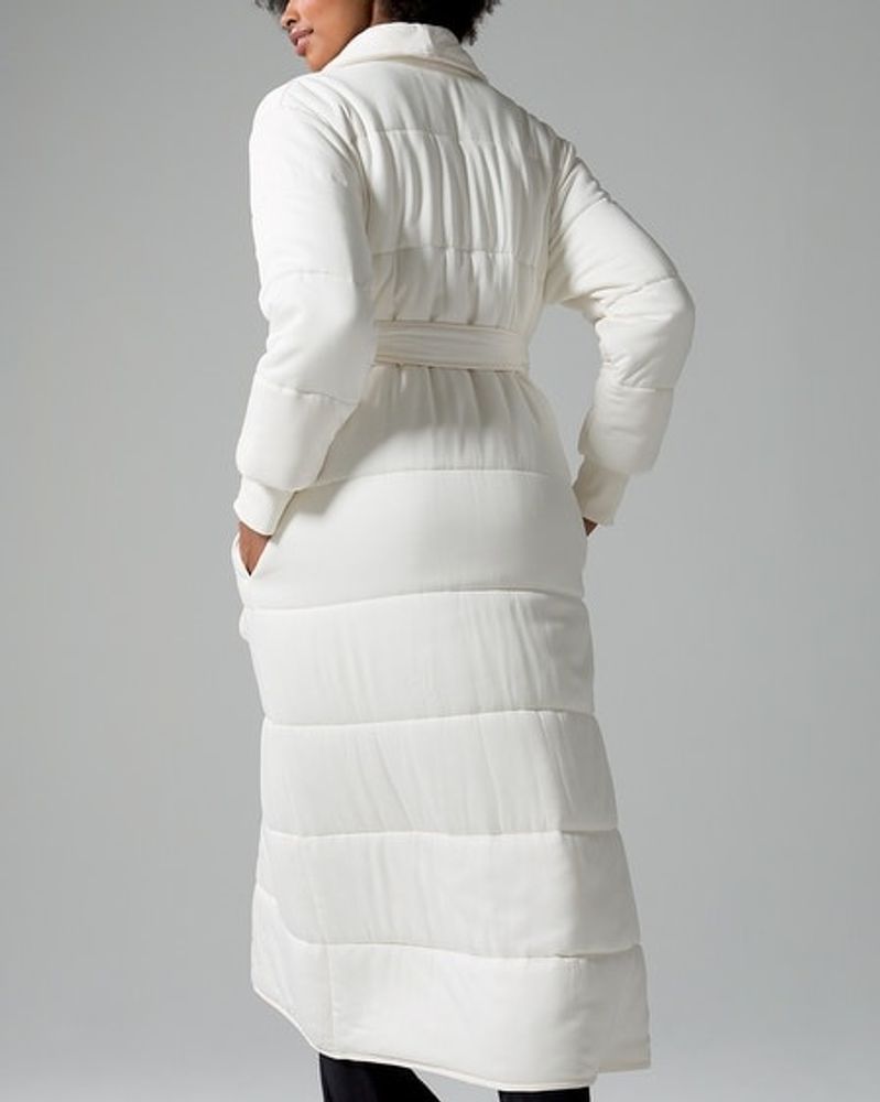 Soma Long Puffer Robe, White/Ivory