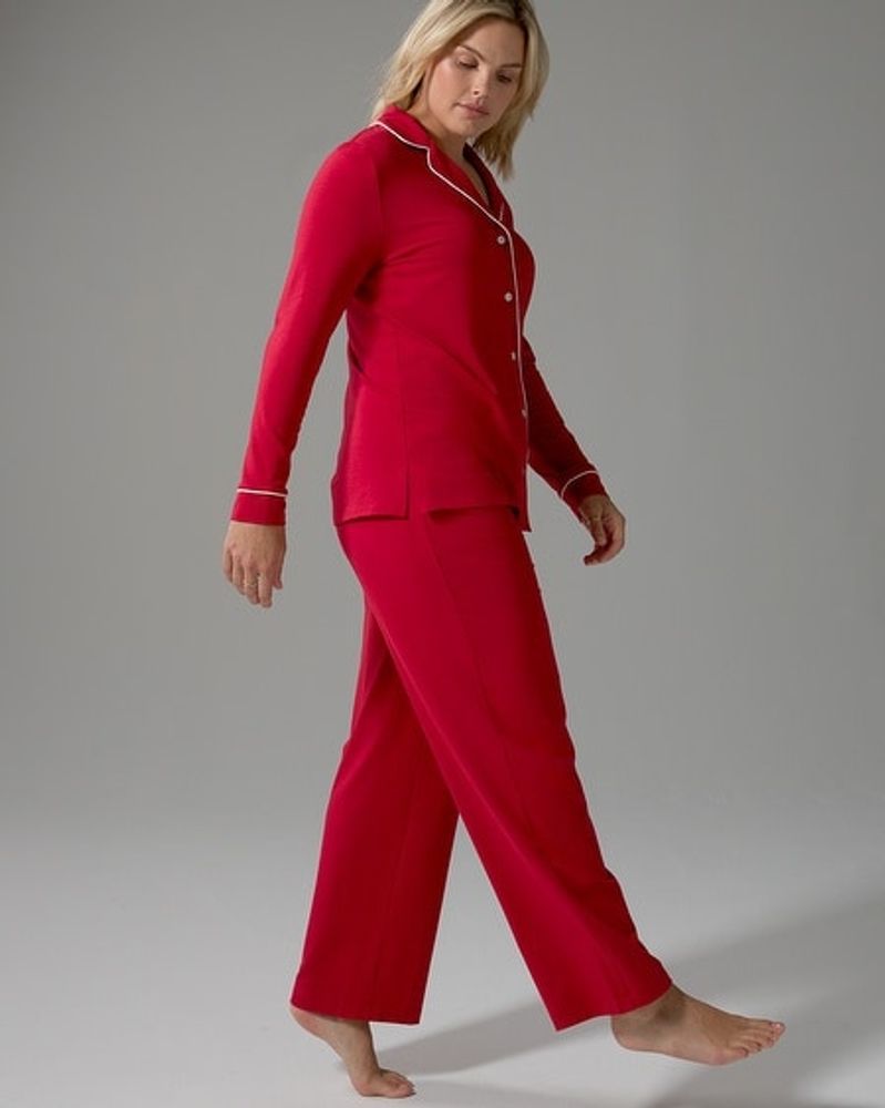 Soma Embraceable Long Sleeve Pajama Set, Red, size M, Christmas Pajamas by Soma, Gifts For Women