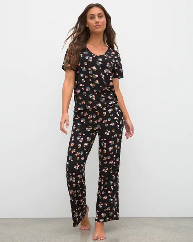 Soma Cool Nights Wide Leg Pajama Pants, Dapple Dot Mini Black