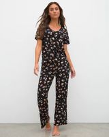Soma Cool Nights Wide Leg Pajama Pants, Dapple Dot Mini Black, size XL