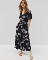 Soft Jersey Flutter Sleeve Midi Bra Dress