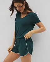 Cool Nights Solid Piped Pajama Shorts