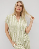 Cool Nights Mandarin Collar Short Sleeve Pajama Top