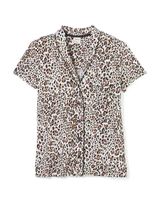 Soma Cool Nights Short Sleeve Notch Collar Pajama Top, JAGUAR MINI NUTMEG, Size L