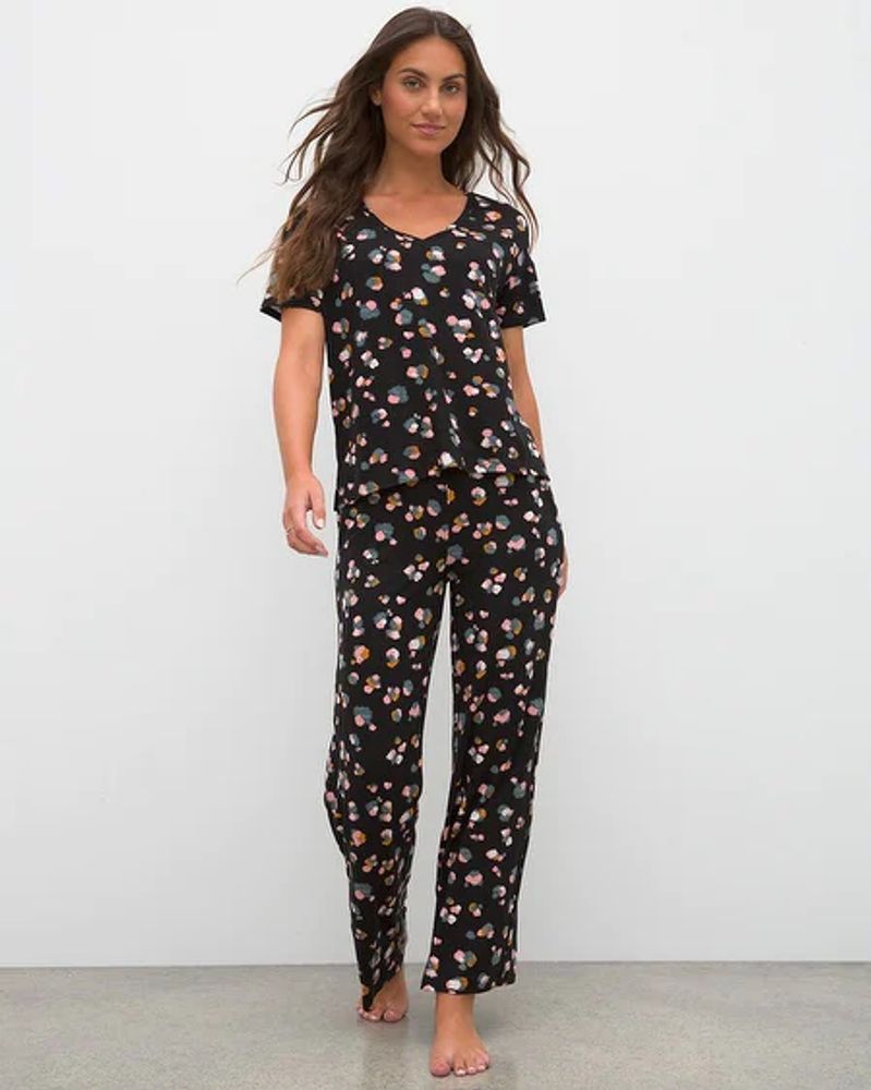 Soma Cool Nights Pajama Shirt, Dapple Dot Mini Black