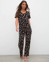 Soma Cool Nights Pajama Shirt, Dapple Dot Mini Black, size M