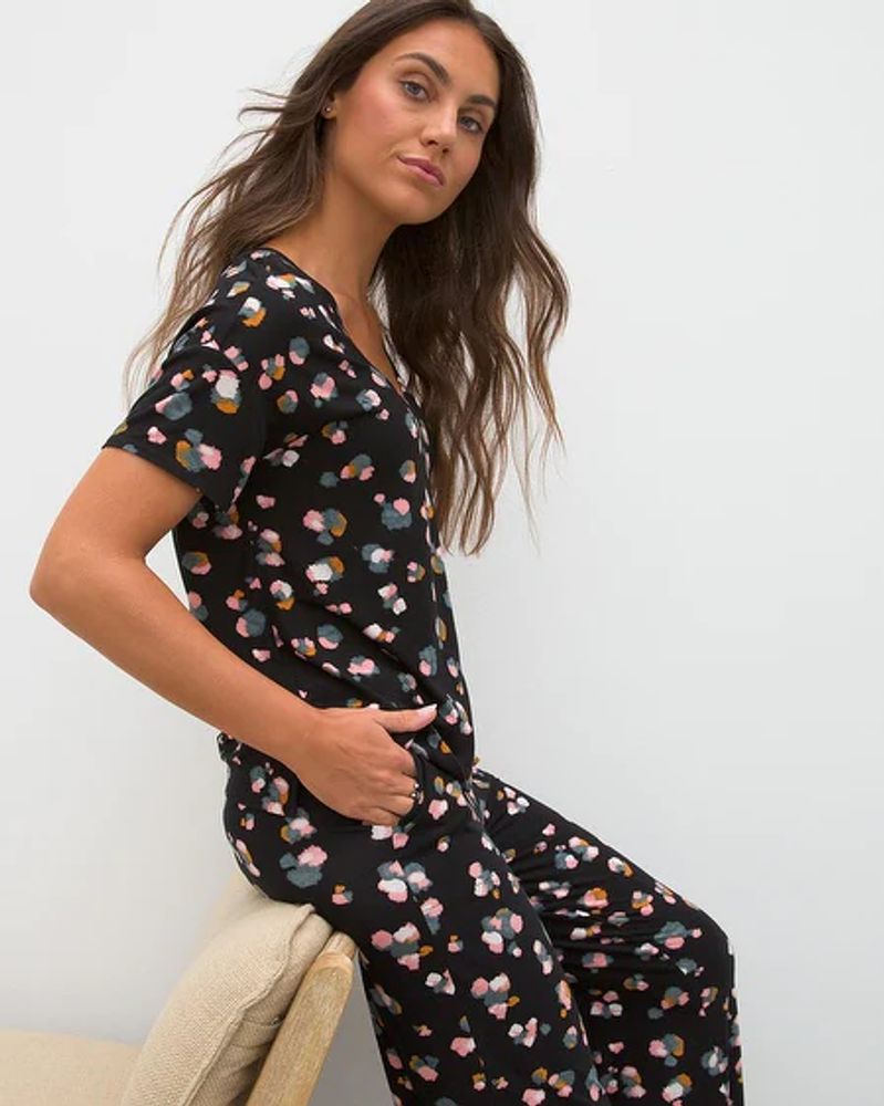 Soma Cool Nights Pajama Shirt, Dapple Dot Mini Black, size XS