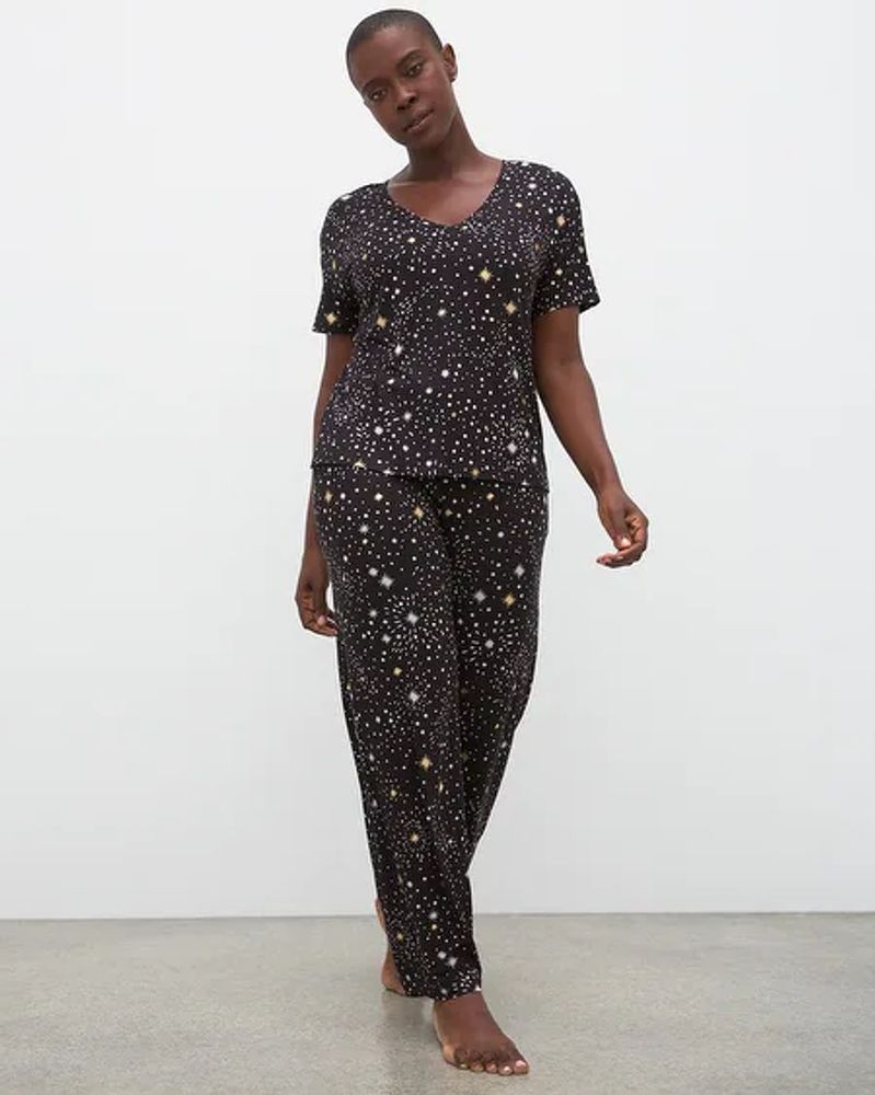 Soma Cool Nights Pajama Shirt, Starry Night, Black, size M, Christmas Pajamas by Soma, Gifts For Women