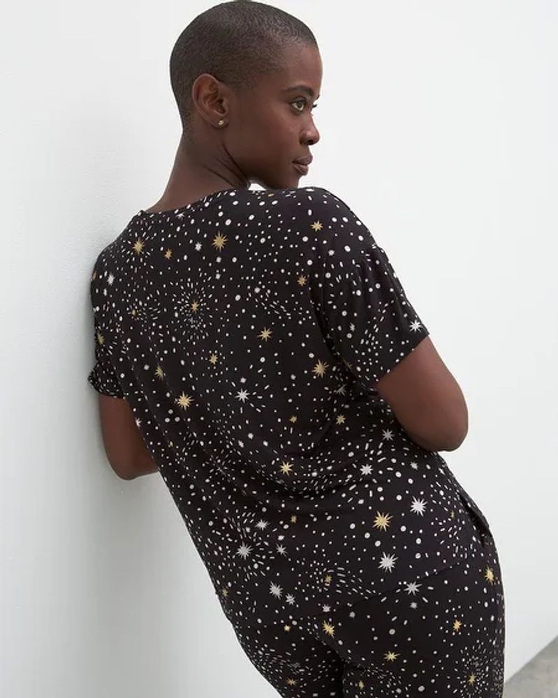 Soma Cool Nights Pajama Shirt, Starry Night, Black, size M, Christmas Pajamas by Soma, Gifts For Women