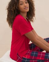Soma Cool Nights Modern Sleep Tee, Red, size L, Christmas Pajamas by Soma, Gifts For Women