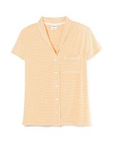 Soma Cool Nights Short Sleeve Notch Collar Pajama Top, RIBBON STRIPE CND ORANGE