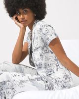 Soma Cool Nights Short Sleeve Notch Collar Pajama Top, GLOBAL TOILE IVORY