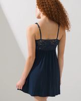 Soma Cool Nights Lace and Satin Chemise Nightgown, Blue, size XXL