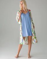 Soma Cool Nights Kimono-Sleeve Robe, PERENNIAL BLOOM GRD IVORY, Size S/M