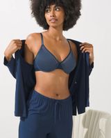 Soma Modal Long Sleeve Notch-Collar Pajama Set, Nightfall Navy, Size XS