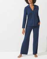 Soma Modal Long Sleeve Notch-Collar Pajama Set, Nightfall Navy, Size XS