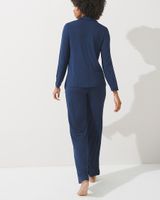 Soma Modal Long Sleeve Notch-Collar Pajama Set, Nightfall Navy, Size XS