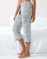 Soma Cool Nights Crop Pajama Pants with Fringe, REFLECTING CRYSTAL IVORY, Size XXL