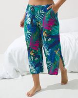 Soma Cool Nights Palazzo Crop Pajama Pants, JOYOUS JUNGLE GEODE TEAL, Size S