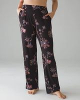 Soma Cool Nights Pajama Pants, VEILED FLORAL GRAND BLACK, Size