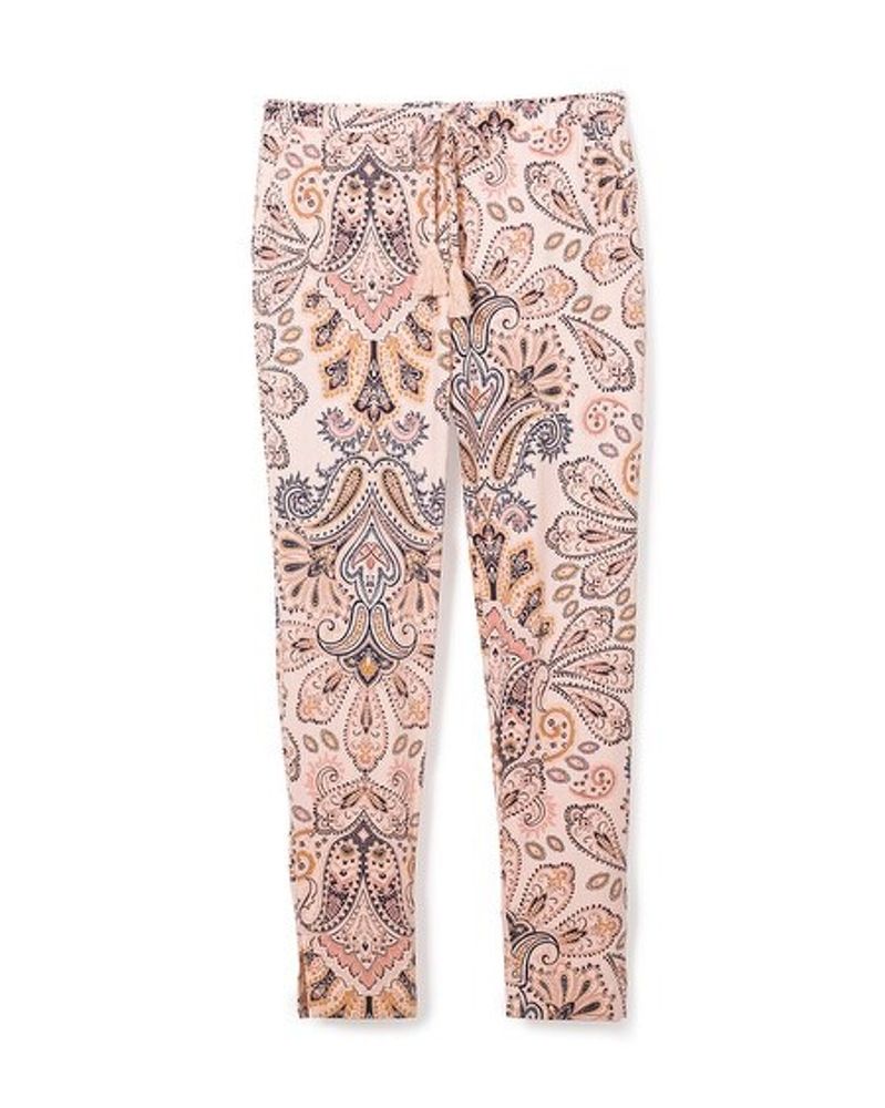 Soma Cool Nights Tassel-Tie Ankle Pajama Pants, STYLISH PAISLEY FRST BLSH, Size XXL