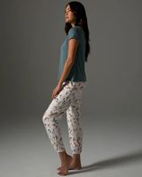Soma Cool Nights Pajama T-Shirt & Jogger Pants Set, Morning Routine Ivory, size XL