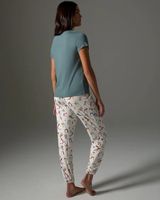 Soma Cool Nights Pajama T-Shirt & Jogger Pants Set, Morning Routine Ivory