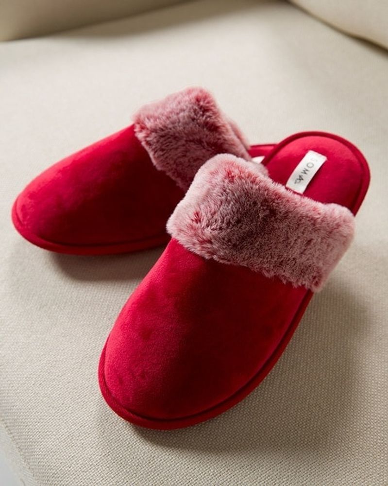Soma Micro Chenille Slippers, 0, Red, size S, Christmas Pajamas by Soma, Gifts For Women