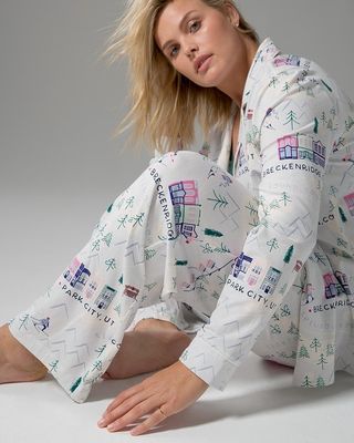 Soma Embraceable Pajama Pants, Ski Lodge, Gray, size M, Christmas Pajamas by Soma, Gifts For Women