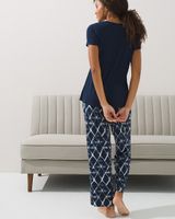 Soma Cool Nights Short Sleeve Pajama Set, EASY TIE DYE NAVY, Size XS - REG