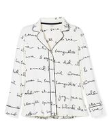 Soma Cool Nights Long Sleeve Notch Collar Pajama Top, FRENCH SCRIPT IVORY, Size S