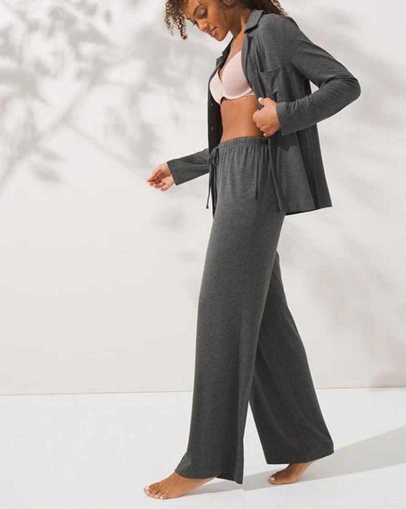 Soma Modal Long Sleeve Notch-Collar Pajama Set, HEATHER QUARTZ 1