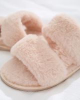 Soma Double Strap Plush Slide Slippers, PINK SAND, Size L - 8/9