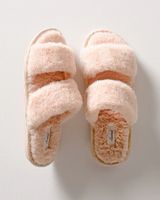 Soma Double Strap Plush Slide Slippers, PINK SAND, Size L - 8/9