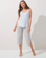 Soma Cool Nights Palazzo Crop Pajama Pants, GLOBAL PAISLEY POWDERBLUE, Size M